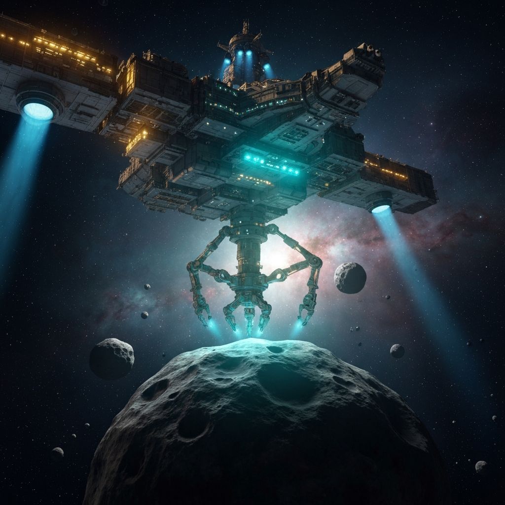 Asteroid mining spacecraft in deep space
